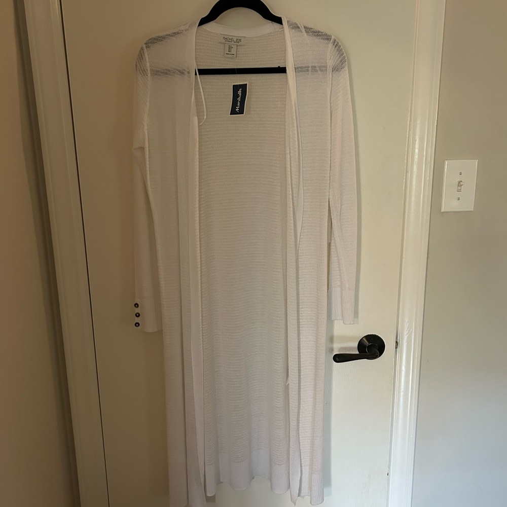 Rachel Zoe White Textured Knit long cardigan